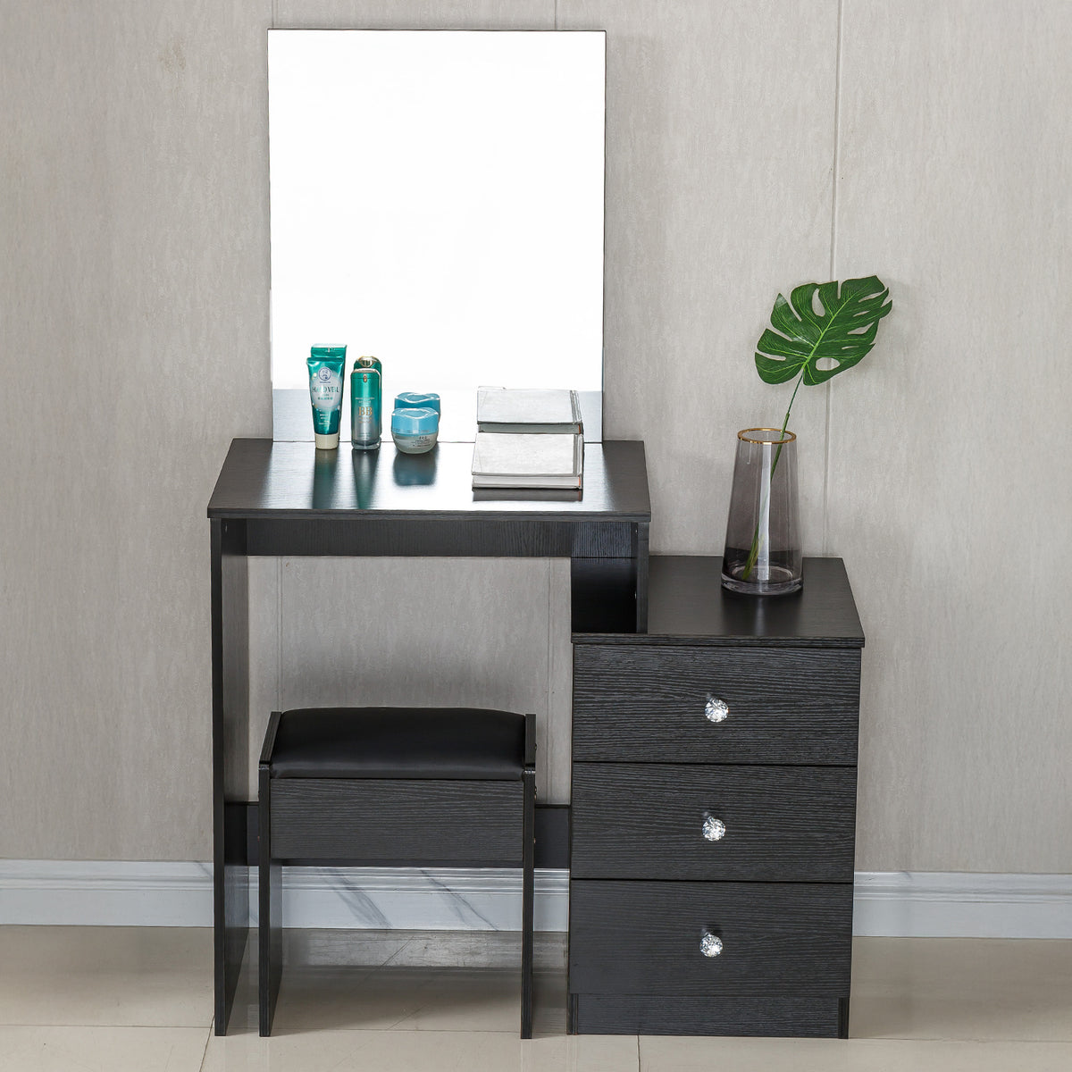 Black Dressing Table with Mirror Furniture