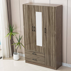 Wood Wardrobe with Mirror