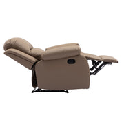Dakota recliner armchair in a reclined position showcasing plush upholstery and adjustable footrest.