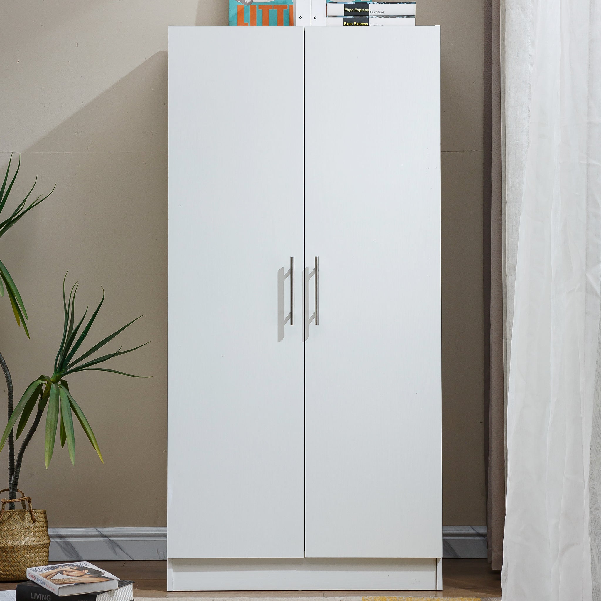 2 Door Wardrobe Storage Cabinet WD-112 WHITE
