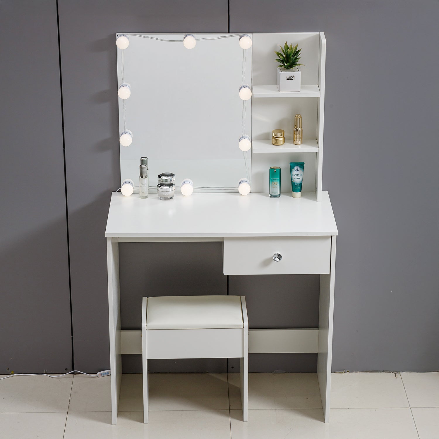 White Dressing Table with Mirror DR-11 - Furniture Piece