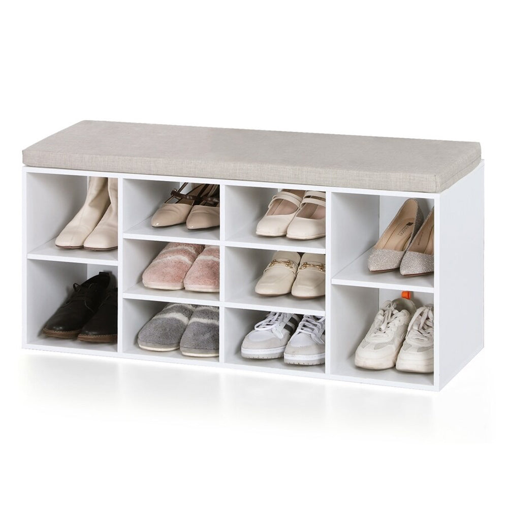 Shoe Rack Storage Bench with Cushion
