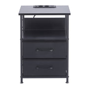 Bedside Table with Charging Station & LED Light
