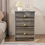 Modern 3-Drawer Side Table BST-01 in sophisticated grey finish with gold accents, perfect for bedroom or living space.