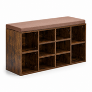 Cubby Shoe Storage Bench with Cushion & Adjustable Shelves, perfect for organizing shoes and providing seating.