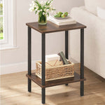 Industrial 2-Tier Side Table CT-331 with decorative vase and basket, perfect for living room or home office.
