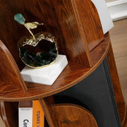 Space-saving 2-tier rotating bookshelf fully loaded with books in living room