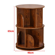 Overall dimensions and height measurements of wooden 2-tier rotating bookshelf