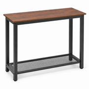 Console Table with rustic wooden top and black metal frame, perfect for entryway and modern home decor.