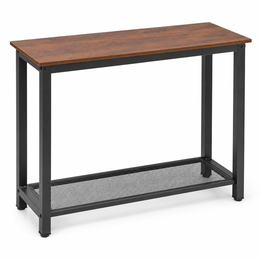 Console Table with rustic wooden top and black metal frame, perfect for entryway and modern home decor.