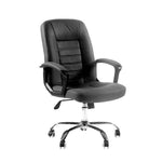 Ergonomic Executive Office Chair BX124 in black leather with adjustable armrests and chrome base.