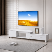 Extendable TV Stand with Marble Top & Storage