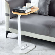 Modern Two-Tone End Table OT-106 beside a couch, featuring a minimalist design with a wooden top and stylish base.