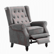 Chester Recliner Chair CR-HL2005 in plush grey velvet with a push-back mechanism for comfort and support.