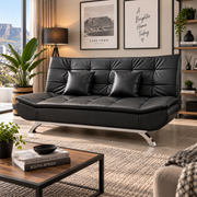 SA-858 sleeper couch with high-density sponge cushioning and chrome-plated legs