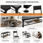 4-Piece dining table set with bench showcasing premium quality construction and storage features for compact spaces.