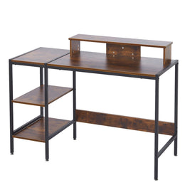 Computer Table Study Desk with Monitor Stand Shelf SD-S21, featuring reversible storage shelves and sturdy design.