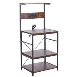 3-Tier Bakers Rack Coffee Station with Power Outlets & USB