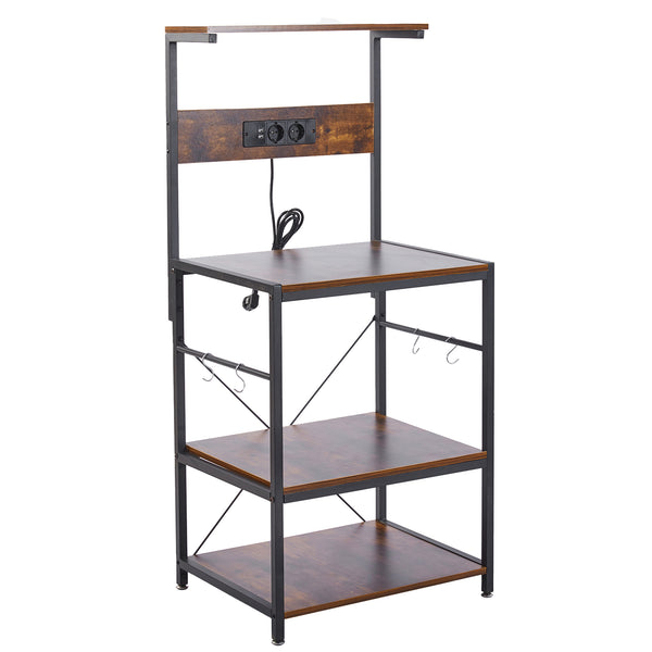 3-Tier Bakers Rack Coffee Station with Power Outlets & USB