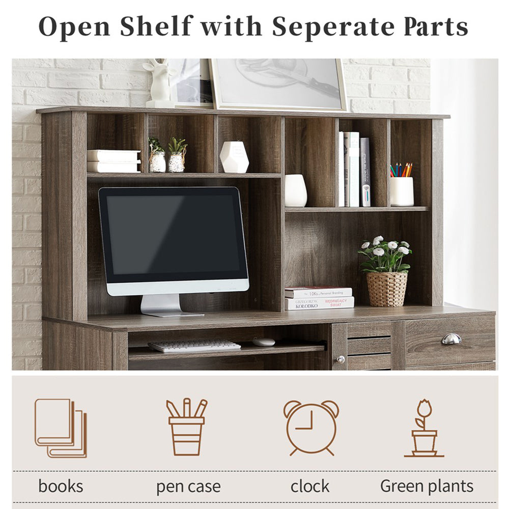 Office Work Desk with Shelves and Drawers