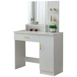 Artisansa DR-14 white dressing table with mirror and shelves displayed on a white background - clean product cutout