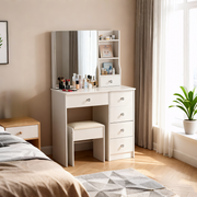 DR-15 white dressing table with storage drawers in a bedroom