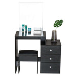 Artisansa black dressing table with mirror and chair on white background | Artisansa SA
