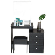 Artisansa black dressing table with mirror and chair on white background | Artisansa SA
