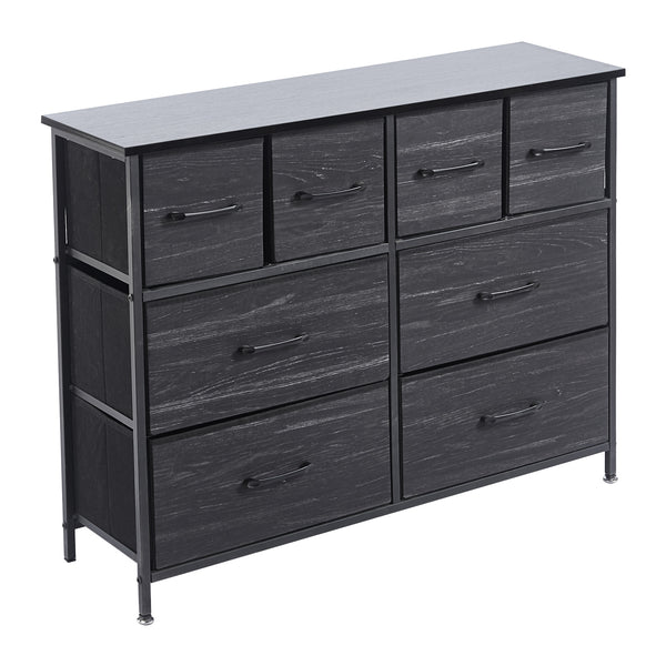 Fabric 8-Drawer Dresser with wood top and durable fabric drawers for smart storage in a stylish design.