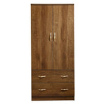 Wooden wardrobe with two doors and two drawers on a white background | Artisansa SA