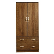 Wooden wardrobe with two doors and two drawers on a white background | Artisansa SA