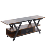 Wooden TV stand with black metal frame on a white background| Artisansa SA