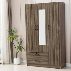 Wood Wardrobe with Mirror