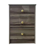 Modern 3-Drawer Nightstand with gold handles, designed for minimalist and contemporary bedroom decor.