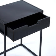 Iron Frame Nightstand with Drawer showcasing a sleek design and convenient storage drawer.
