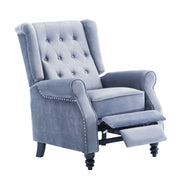 Chester Recliner Chair CR-HL2005 in plush grey velvet with push-back mechanism for ultimate comfort.