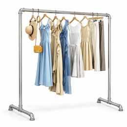 Heavy duty clothes rack with wheels and double garment rails for bedroom and laundry room storage