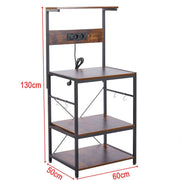 3-Tier Bakers Rack with built-in power outlets and USB port, perfect for kitchen organization.
