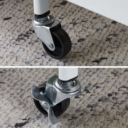 Close-up of the wheels on the 3-Tier Rolling Storage Cart, showcasing smooth mobility and stability.
