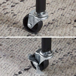 Close-up view of the durable swivel wheels on a 3-Tier Rolling Storage Cart, showcasing mobility and stability.