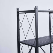 Mobile Kitchen Shelf with sturdy black frame and perforated shelves for versatile storage and organization.
