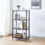 Mobile Kitchen Shelf with 3, 4 & 5 Tier Storage displayed in a bright room, perfect for organizing books and decor.