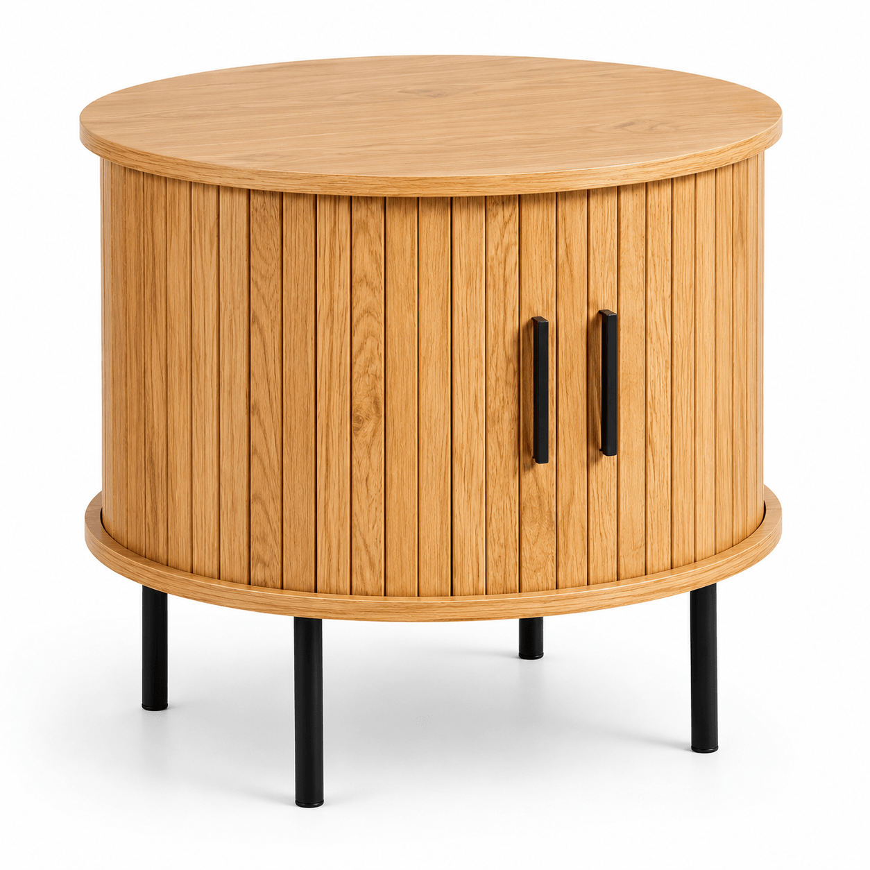 Oval Side Table with Sliding Doors & Storage – Artisan SA