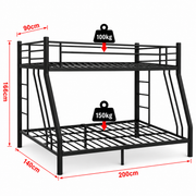 Dimensions of triple sleeper bunk bed: 200cm long, 140cm wide and 166cm high