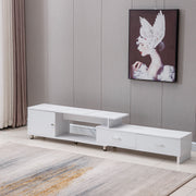 Extendable TV Stand with Marble Top & Storage