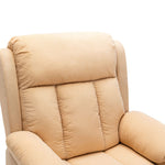 Close-up of the cozy microfiber surface and overstuffed pillow-top arms of the Lexi recliner armchair.