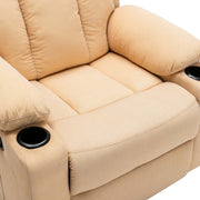 Lexi recliner armchair featuring soft microfiber fabric and cup holders for ultimate comfort.