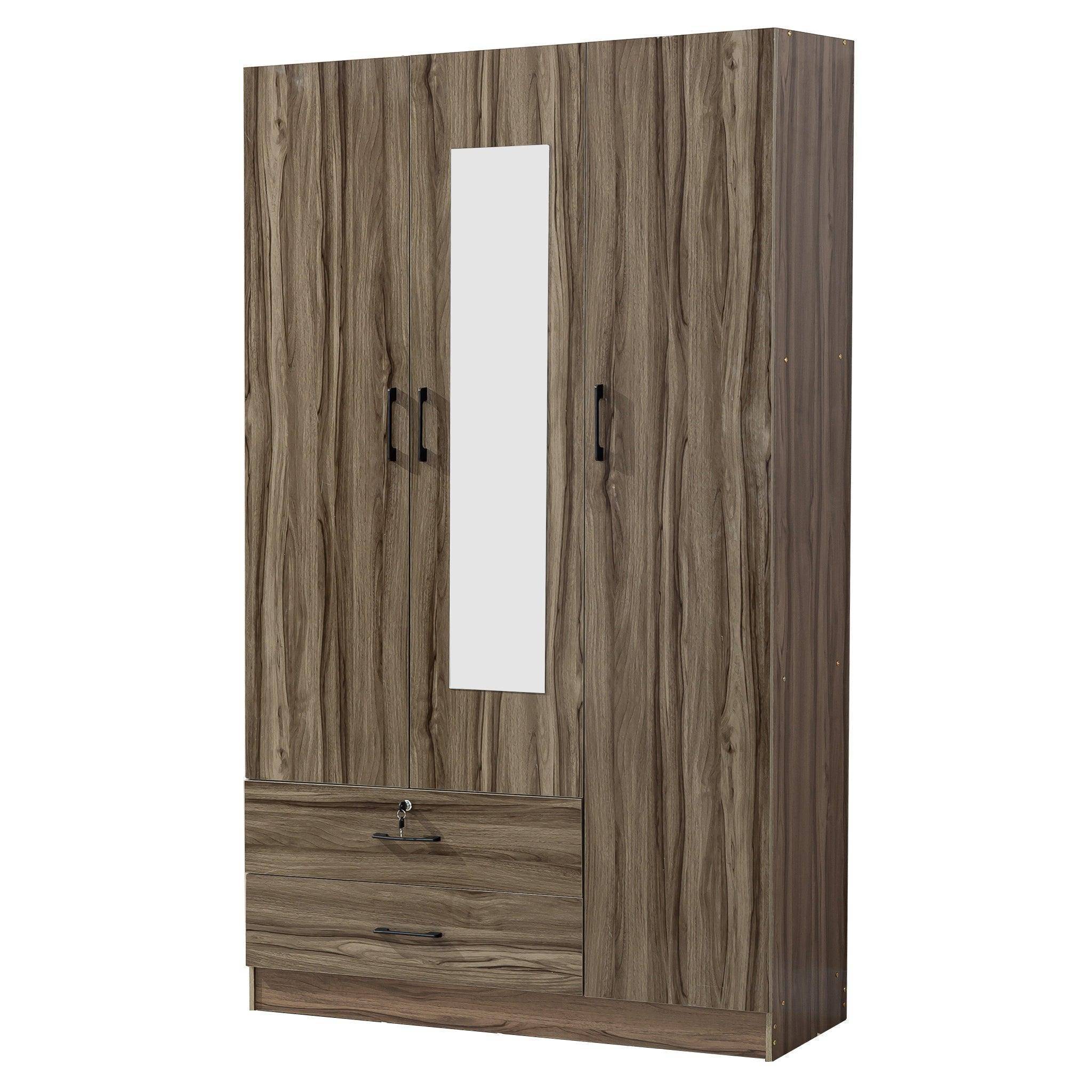 Wood Wardrobe with Mirror