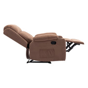Lexi recliner armchair in a reclined position, showcasing its microfiber design and modern stitch detailing.
