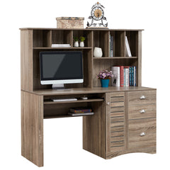Office Work Desk with Shelves and Drawers